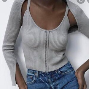 Zara Grey Bolero Sweater Shrug Top